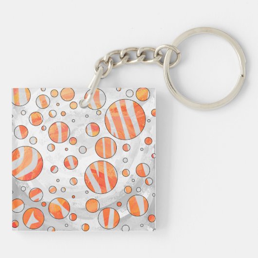 Porte-clés Zebra Orange et White Polka Dot (Dos)