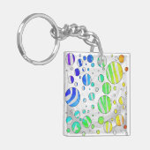 Porte-clés Zebra Polka Dot Arc-en-ciel et impression blanche (Devant gauche)