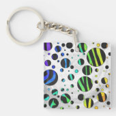 Porte-clés Zebra Polka Dot noir et arc-en-ciel (Devant)