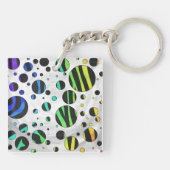 Porte-clés Zebra Polka Dot noir et arc-en-ciel (Dos)