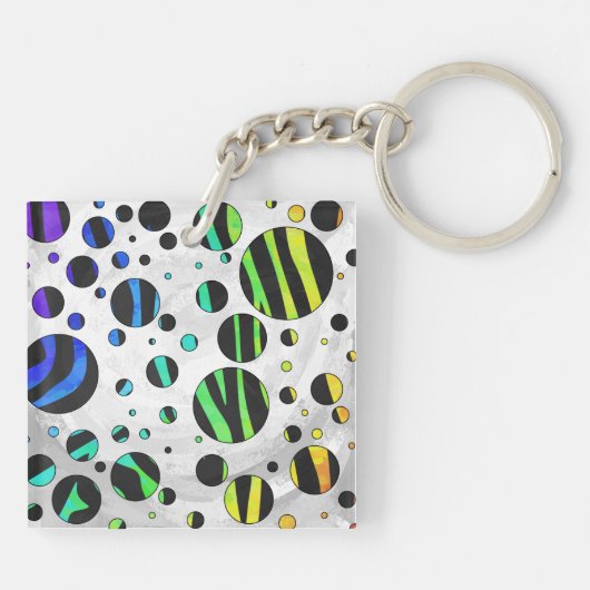 Porte-clés Zebra Polka Dot noir et arc-en-ciel (Dos)