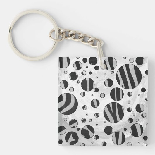Porte-clés Zebra Polka point noir et gris clair (Devant)