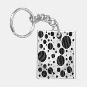 Porte-clés Zebra Polka point noir et gris impression (Devant gauche)