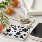 Porte-clés Zebra Polka point noir et gris impression (Devant Droit)