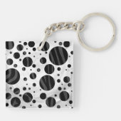 Porte-clés Zebra Polka point noir et gris impression (Dos)
