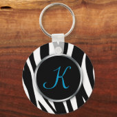 Porte-clés Zebra Print : Monogramme bleu : Porte - clé (Recto)