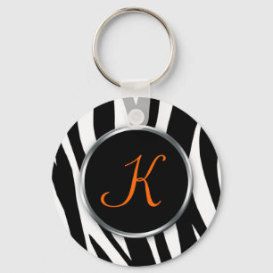 Porte-clés Zebra Print : Monogramme orange :Porte-clés