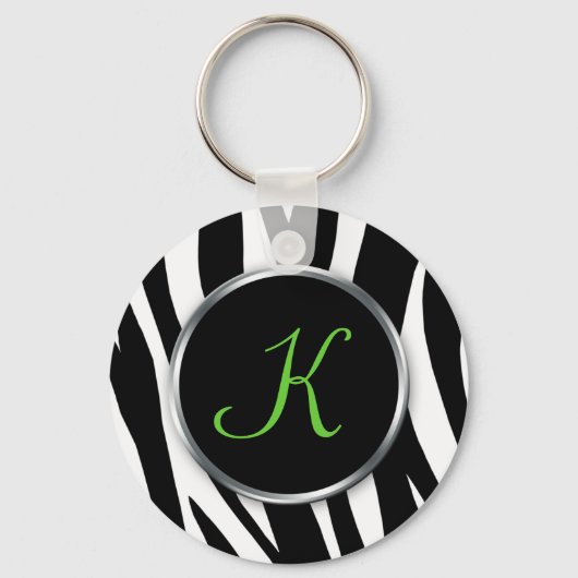 Porte-clés Zebra Print : Monogramme vert : Porte - clé (Recto)