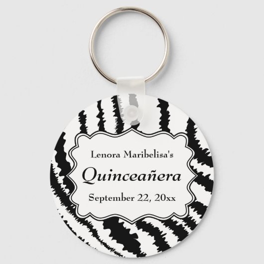 Porte-clés Zebra Print Motif Quinceanera (Recto)