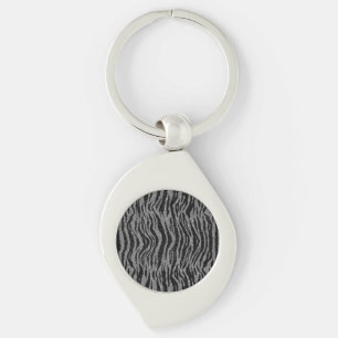 Porte-clés Zebra Print noir et gris argent