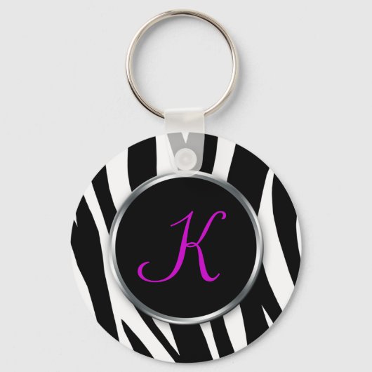 Porte-clés Zebra Print : Violet Monogramme : Porte - clé (Recto)