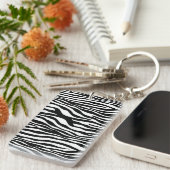 Porte-clés Zebra Print, Zebra Stripes, Noir Et Blanc (Devant droit)