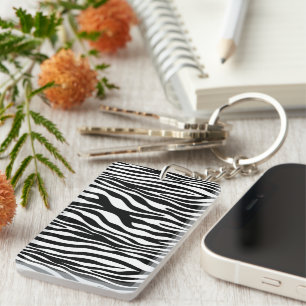 Porte-clés Zebra Print, Zebra Stripes, Noir Et Blanc
