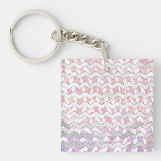 Porte-clés Zebra rose et blanc Chevron (Devant)