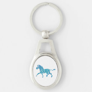 Porte-clés Zebra Silhouette Bleu et Blanc