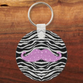 Porte-clés Zebra Stripes Et Rose Bling Moustache (Recto)