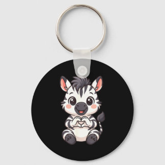 Porte-clés Zebra with heart women girls kids heart cute zebra