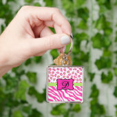 Porte-clés Zèbre blanc rose chaud Léopard Monogramme de peau (main)