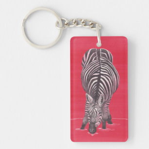 Porte-clés Zèbre dans le porte - clé rouge