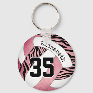 Porte-clés zèbre rayures avec or rose volleyball personnalisé
