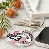 Porte-clés zèbre rayures sur filles roses volley-ball (Devant droit)