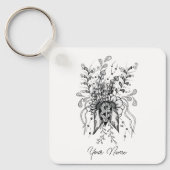 Porte-clés Zen Doodle : fleur, dessin à la plume fine - (Recto)