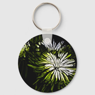 Porte-clés Zen floral Lime vert blanc Chrysanthemum