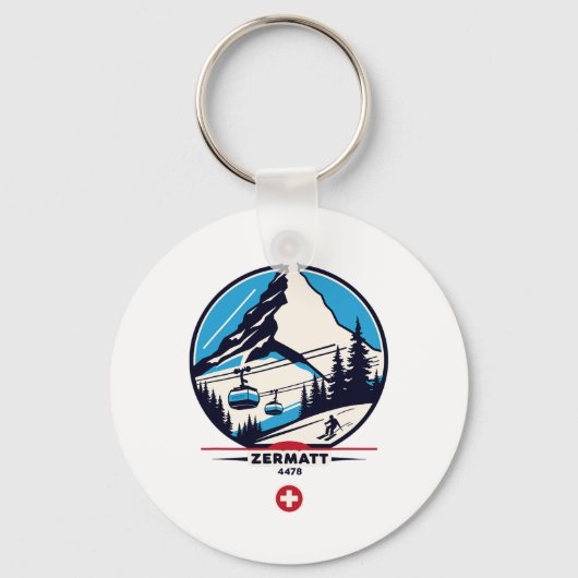 Porte-clés Zermatt 4478 - Ski sur le Problemhorn (Recto)