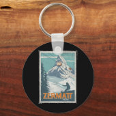 Porte-clés Zermatt Suisse Ski d'hiver Snowboard Ski (Recto)