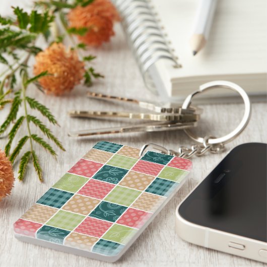 Porte-clés Zigzag, Chevron, En vichy, Pois, Patchwork (Devant droit)