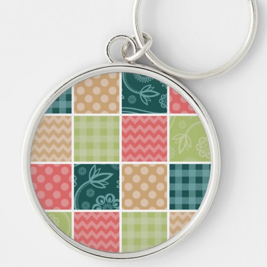 Porte-clés Zigzag, Chevron, En vichy, Pois, Patchwork (Devant)