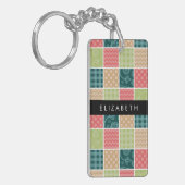 Porte-clés Zigzag, Chevron, En vichy, Pois, Votre Nom (Devant gauche)