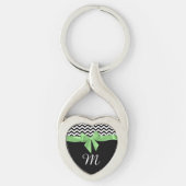 Porte-clés Zigzag et Bow vert avec Monogramme (Devant)