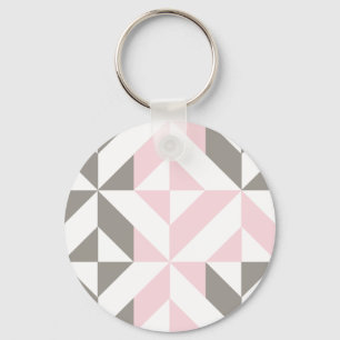 Porte-clés ZigZag géométrique rose et argent