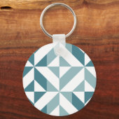 Porte-clés ZigZag géométrique vert turquoise à deux tons (Recto)