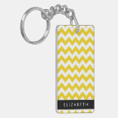 Porte-clés Zigzag Jaune, Chevron Jaune, Votre Nom (Devant gauche)