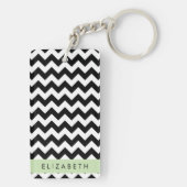 Porte-clés Zigzag noir et blanc, Motif Chevron, Votre nom (Dos)