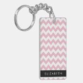 Porte-clés Zigzag Rose, Chevron Rose, Motif Vague, Votre Nom (Devant gauche)