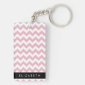 Porte-clés Zigzag Rose, Chevron Rose, Motif Vague, Votre Nom (Dos)