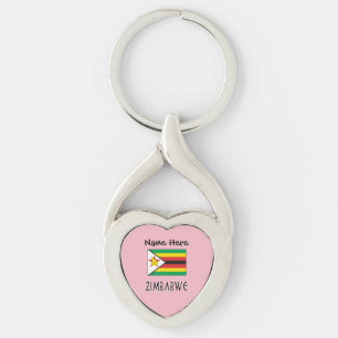 Porte-clés Zimbabwe Drapeau du Zimbabwe Noir Nom personnalisé