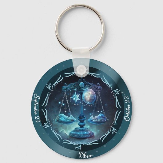 Porte-clés Zodiac Libra NOM DE LA Personnaliser, DATE (Recto)
