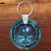 Porte-clés Zodiac Libra NOM DE LA Personnaliser, DATE (Recto)