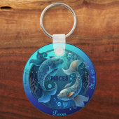 Porte-clés Zodiac Pisces NOM, DATE (Recto)