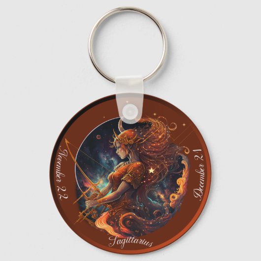 Porte-clés Zodiac Sagittarius NOM DE LA Personnaliser, DATE (Recto)