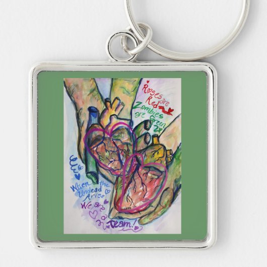 Porte-clés Zombie Love Poem Charm Porte - clé Pendentifs (Devant)