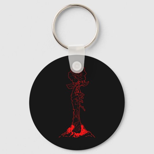 Porte-clés Zombiecore esthétique Zombie main Rouge Rose Squel (Recto)