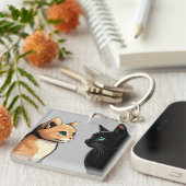 Porte-clés Zonage de chat noir - Drôle Kitten meme (Devant Droit)