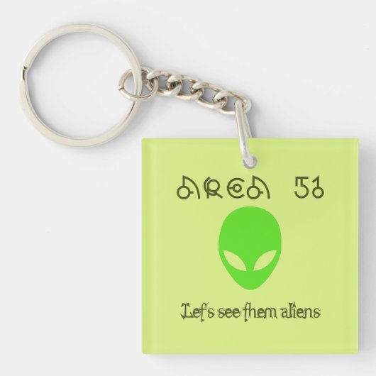 Porte-clés Zone 51 Montrez-les nous ces aliens (Devant)