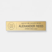 Porte de bureau avec plaques de nom de logo en or (Devant)