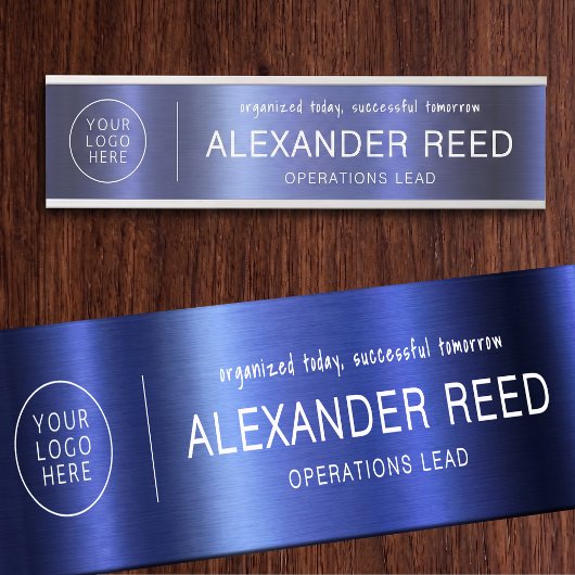 Porte de bureau avec plaques de nom de logo Navy